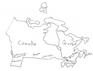 Map of Canada at the time of the Peace of Houston