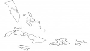 The main countries of the Caribbean Alliance at the time of the Peace of Houston