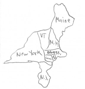 Map of the New England States of America at the time of the Peace of Houston