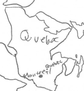 Map of Quebec at the time of the Peace of Houston