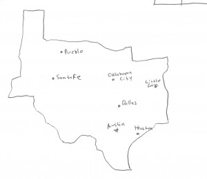 A map of Texas at the time of the Peace of Houston
