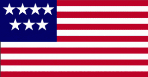 The flag of the USa att he time of the peace of Houston.
